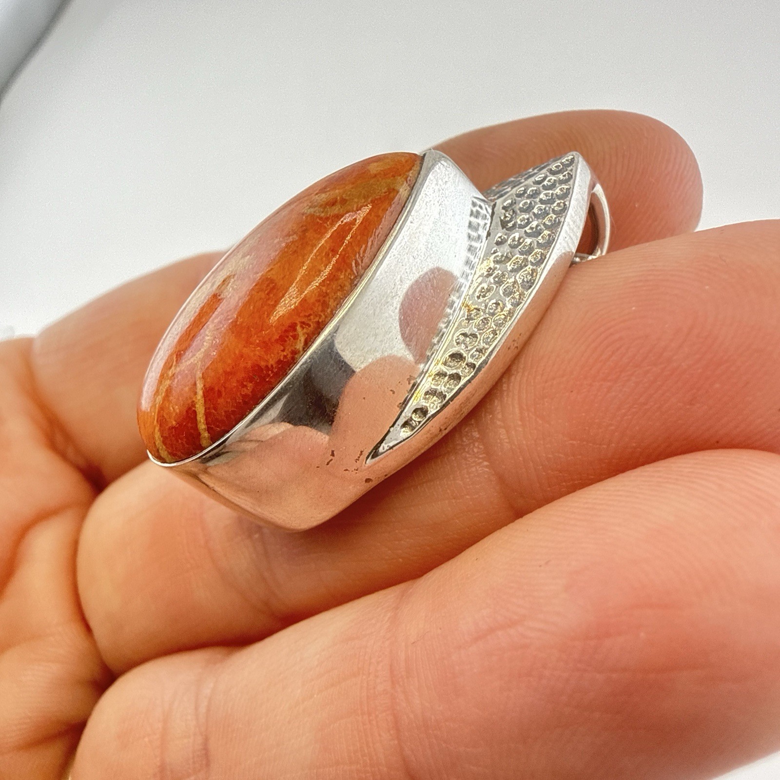 Nicky Butler Necklace Pendant Sterling Silver Orange Teardrop Pear Chain 925
