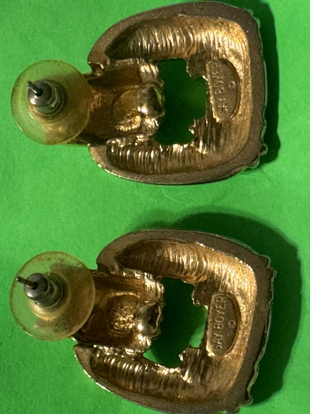 GAY BOYER 80S Vintage Door Knocker GOLD TONE Earrings pierced