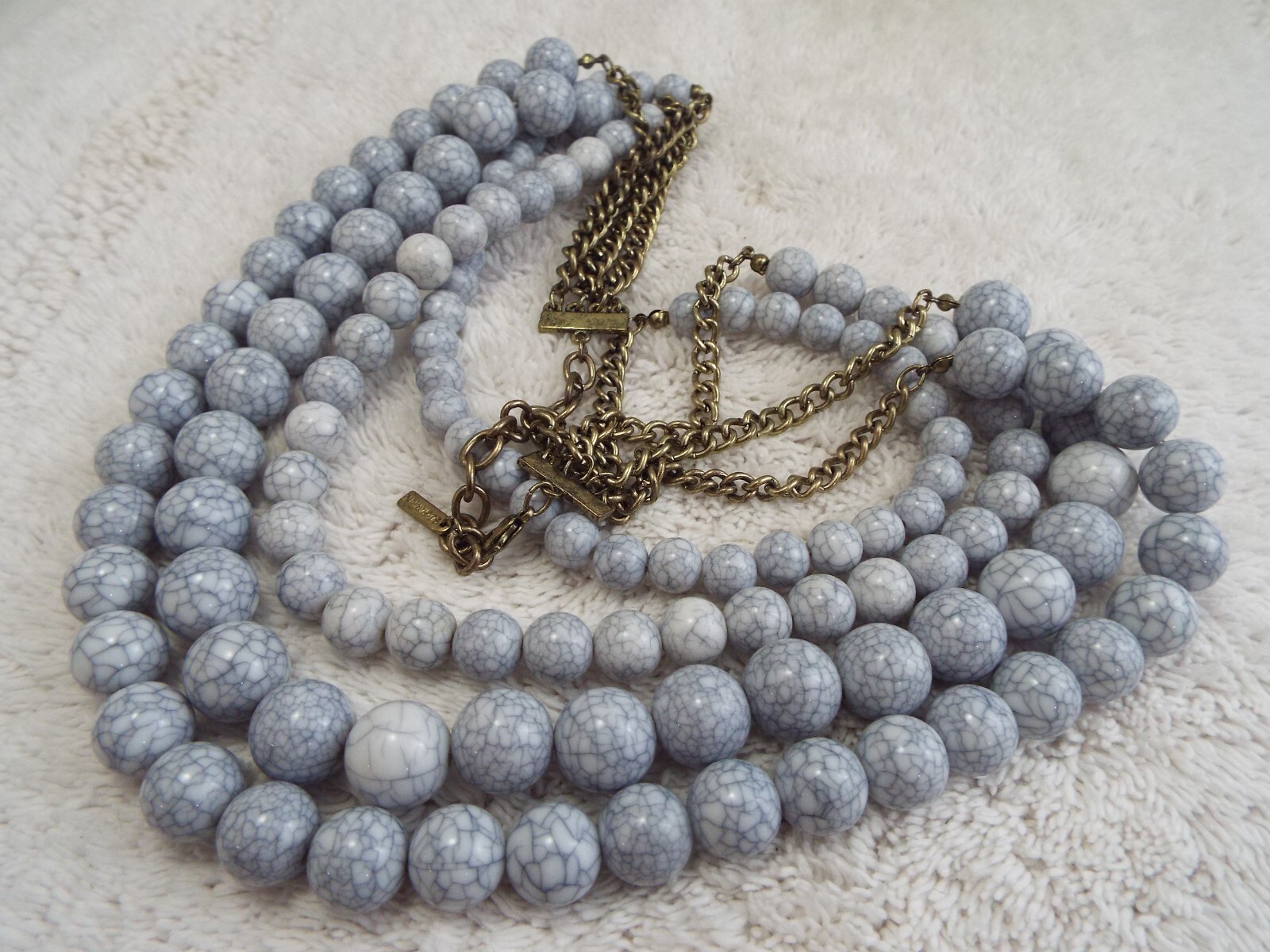 SUGARFIX Brass-tone Veined Acrylic Bead Necklace (B33)