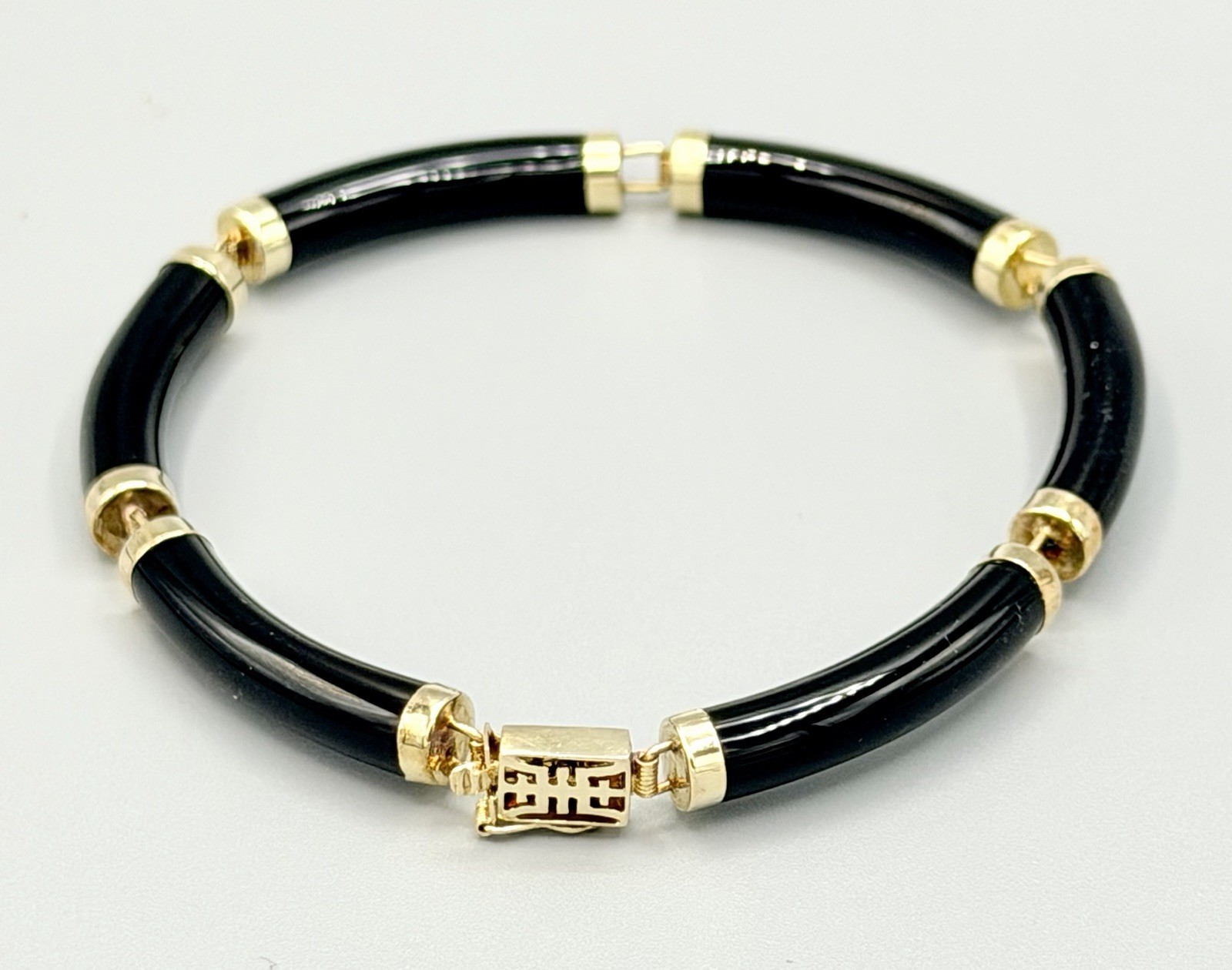 Vintage 14K Gold Black Onyx Bracelet Hong Kong