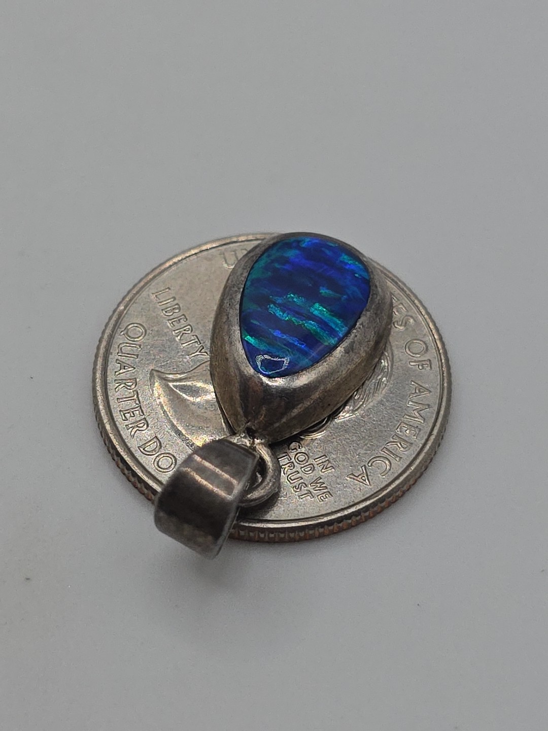 Vintage Silver 950 Mexico Blue Opal Pendant