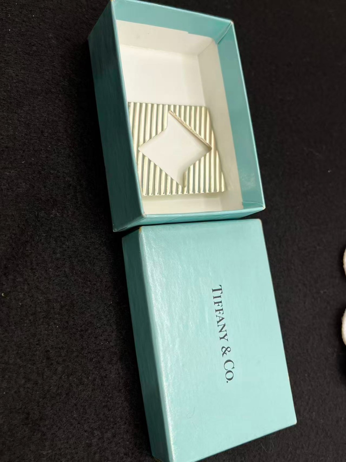 Tiffany & Co. Sterling Silver Square Brooch Pin Pendant Top 39mm SV925 No Pouch