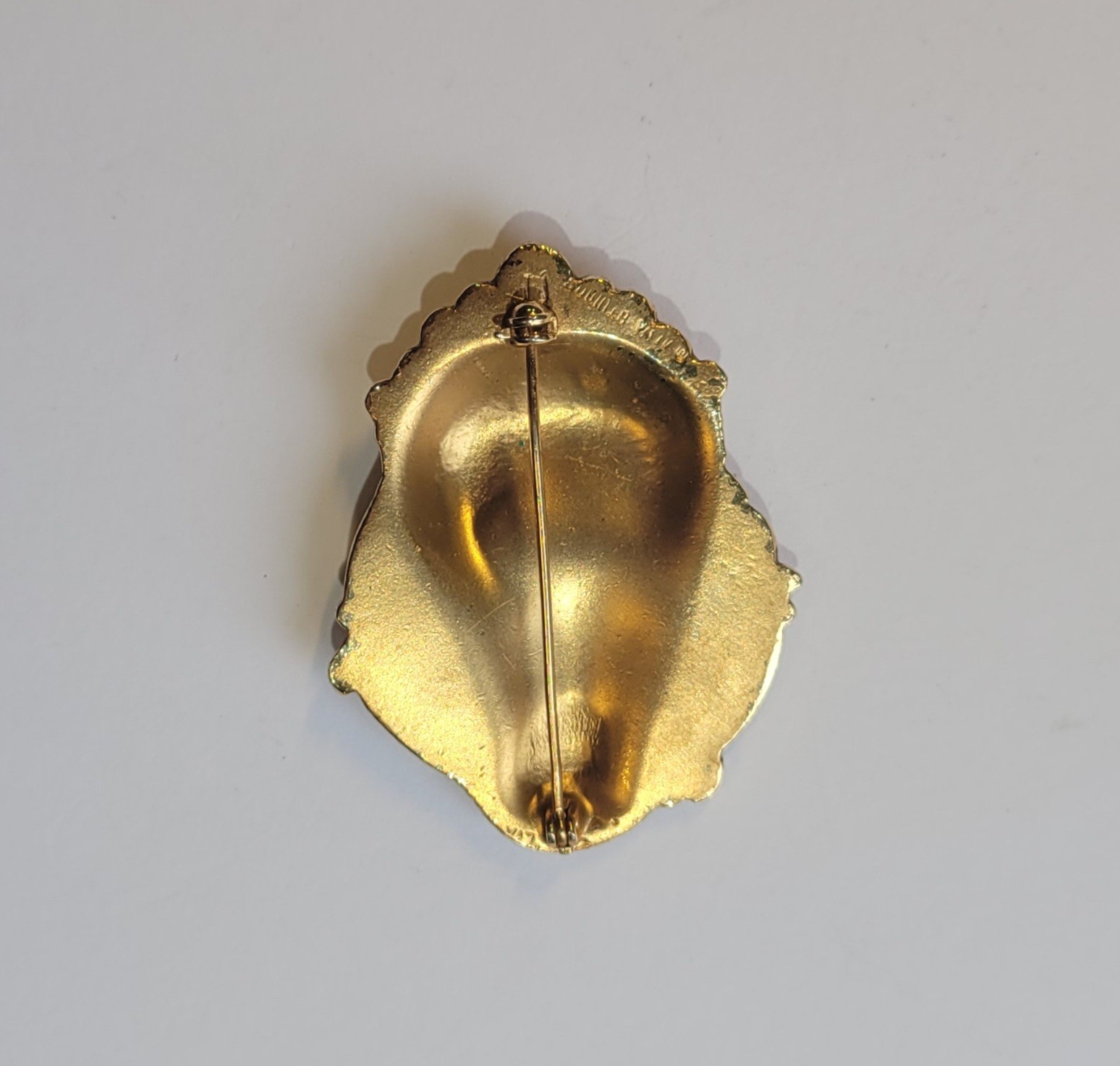 Authentic Alva Studios Tibetan Buddhist Deity Gold Plated Bronze Brooch Vintage