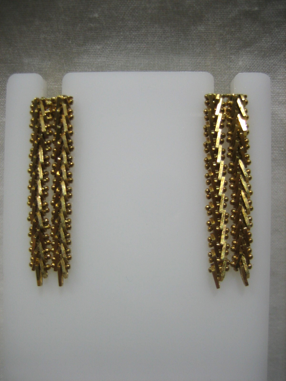 VINTAGE 18K YELLOW GOLD RICCIO CHAIN DANGLE TASSEL EARRINGS 6.4 GRAMS