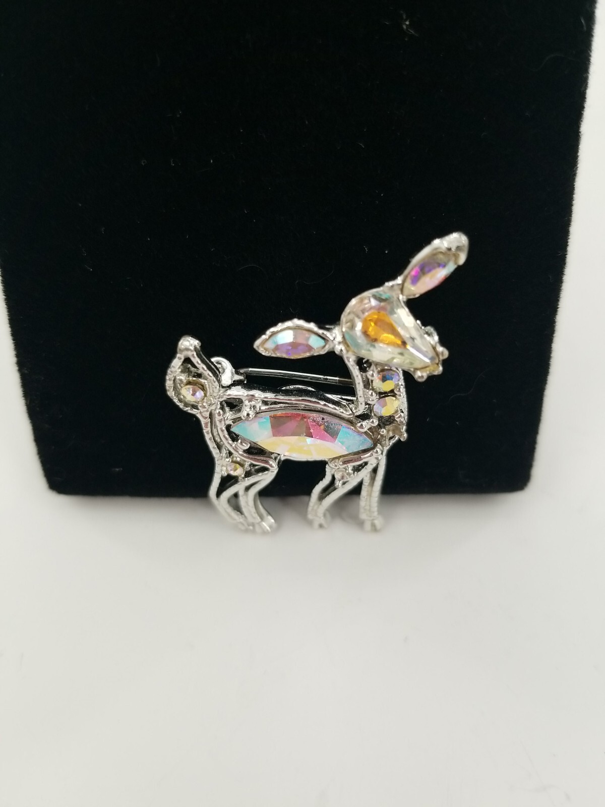 Christmas Reindeer Rhinestone Brooch Pin. See Description Below.