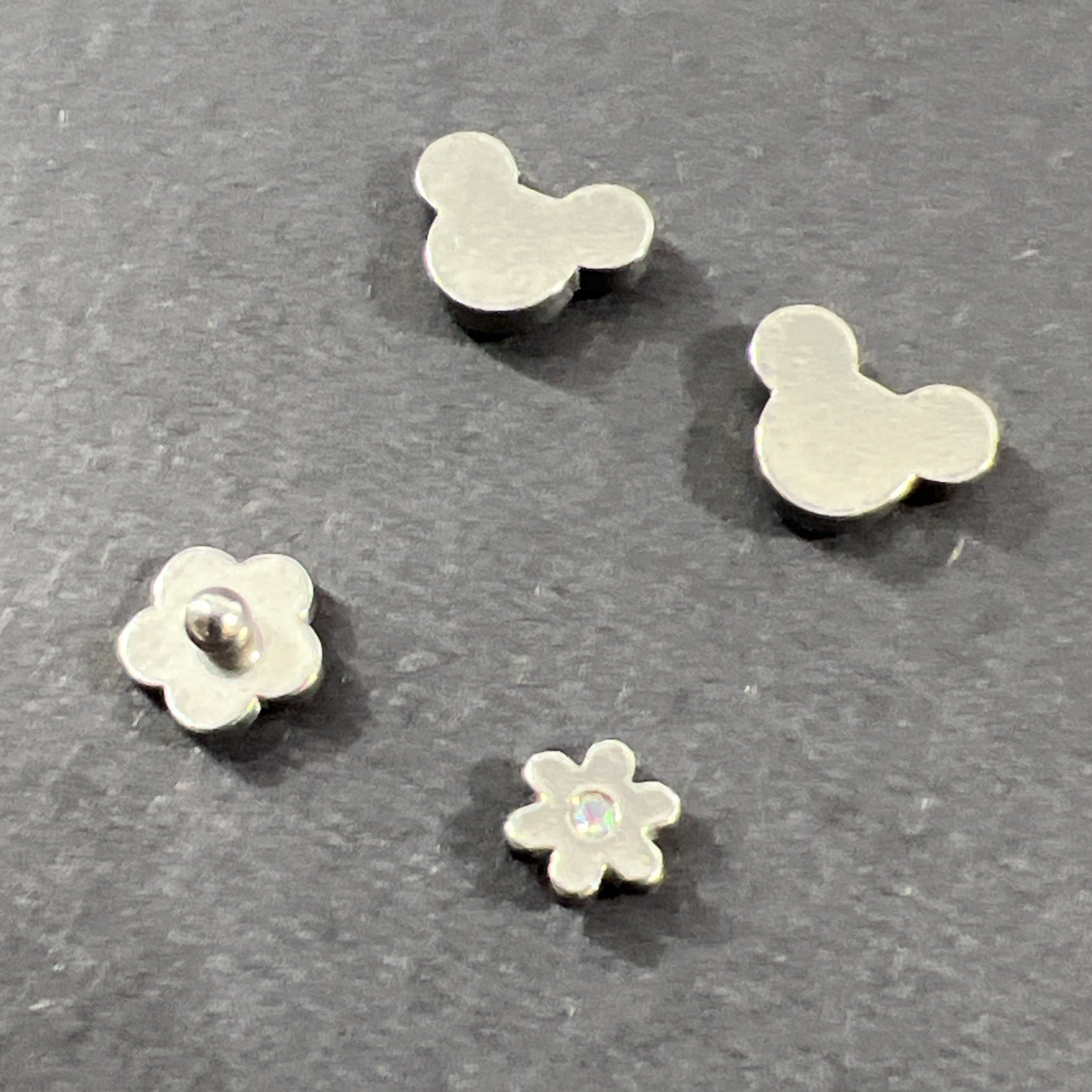 Micky Mouse And Flower Earrings Vintage 2 Screw Back Sets