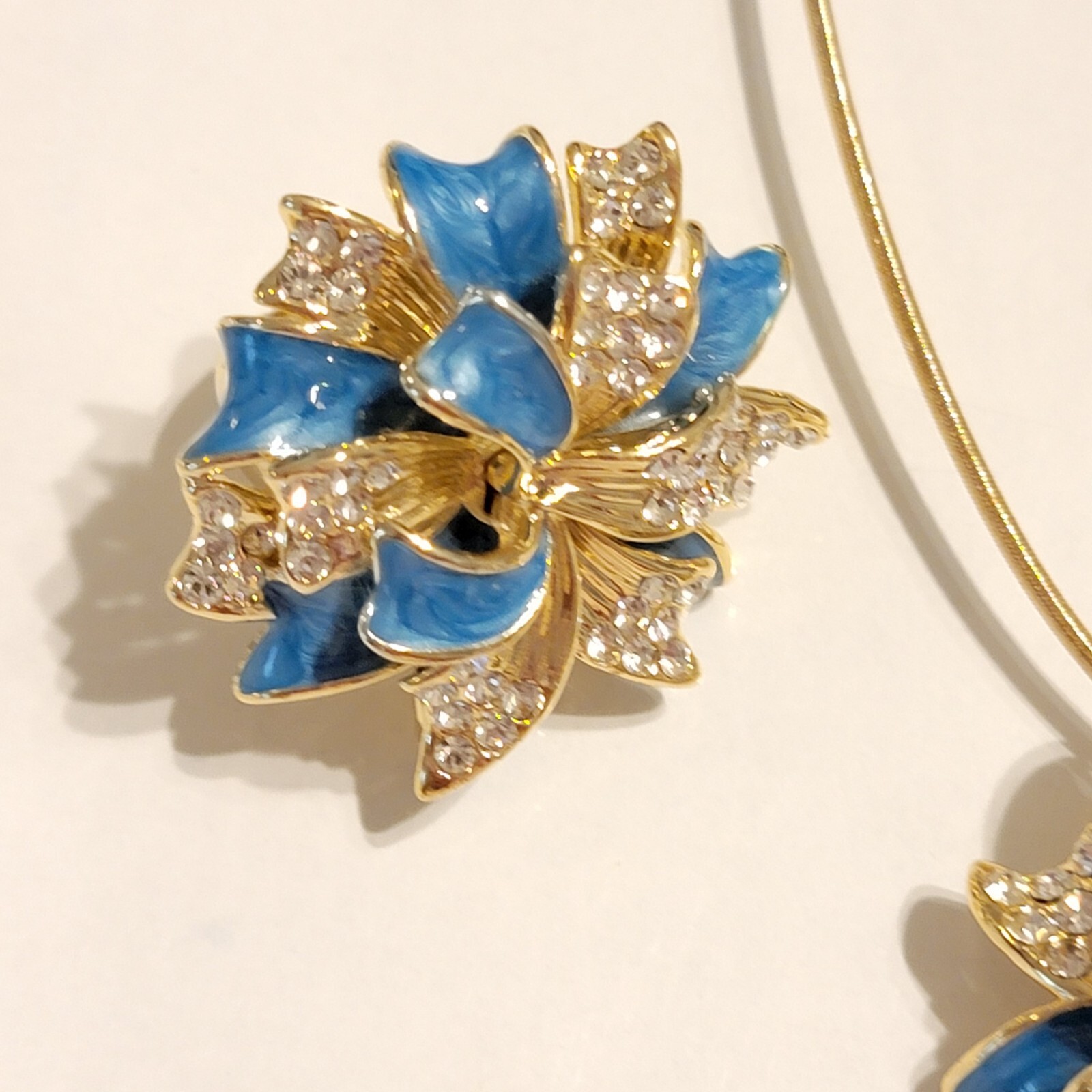 Retired Joan Boyce Flower Necklace Brooch Earrings Ring Jewelry Set, Rare js-