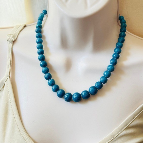 VTG Blue Sponge Coral Necklace BOHO Graduated Genuine Real Round Beads 40g 18″