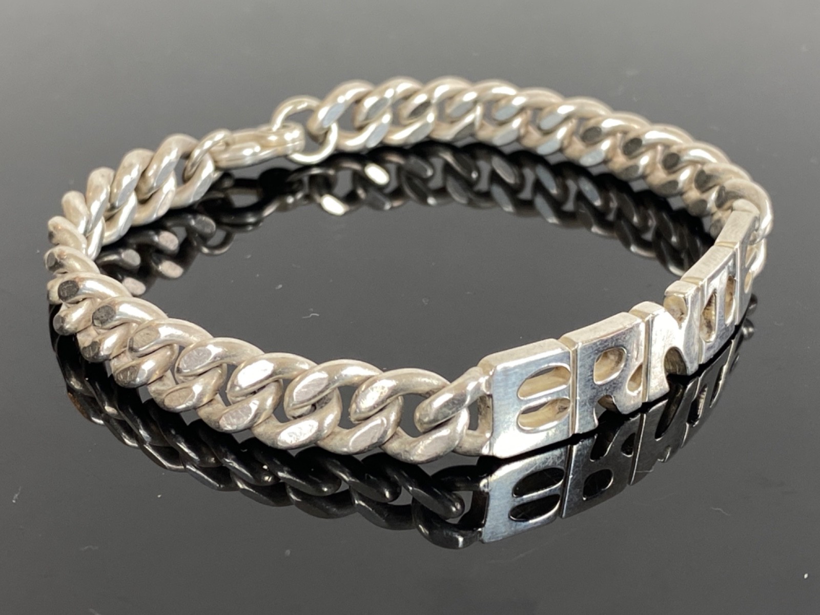 LEONORE DOSKOW Vintage Sterling Silver “Ernie” ID Bracelet – 34.8g / circa 1978