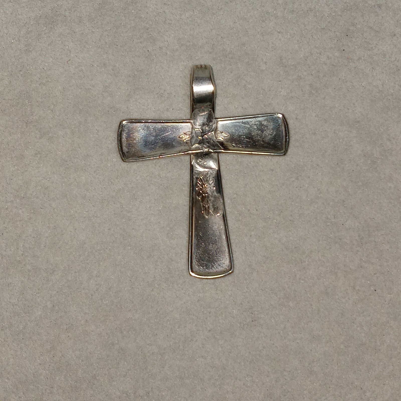 Vintage Jewelry Spoon Handle Silver Plated Cross Pendant Utensil Handmade