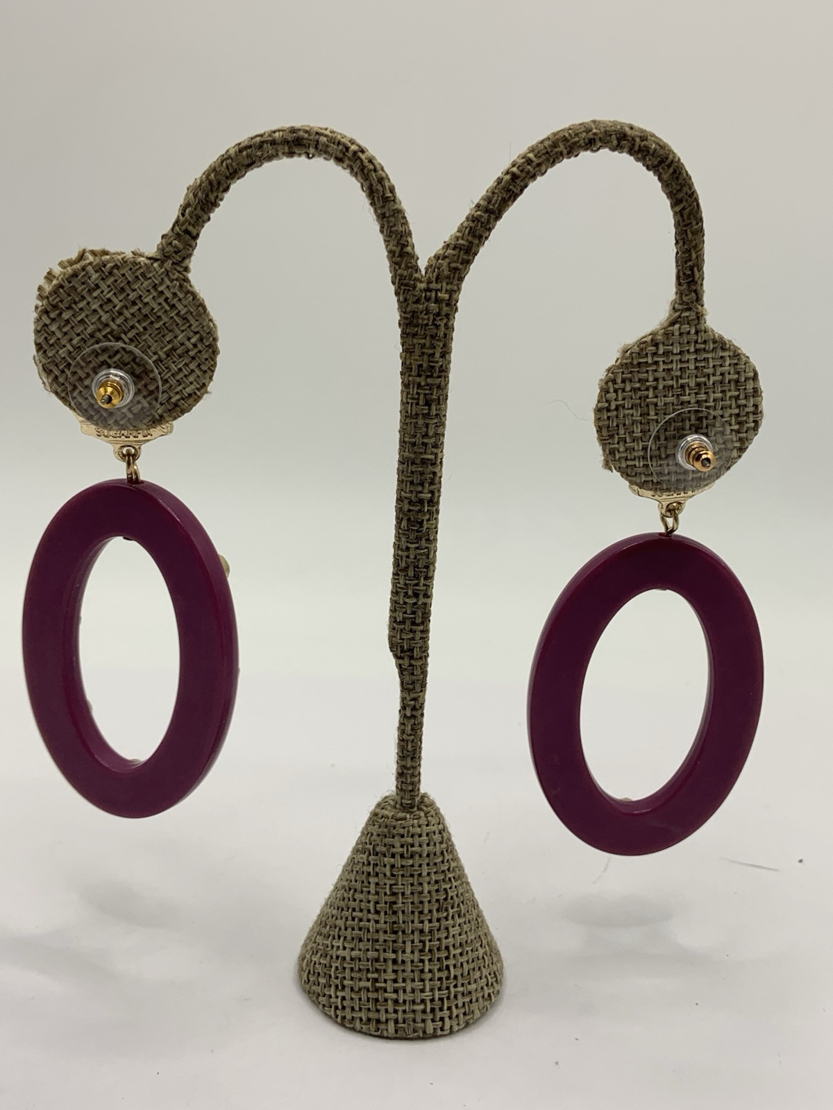 Sugarfix Purple Acrylic Rhinestone Oval Dangle Earrings