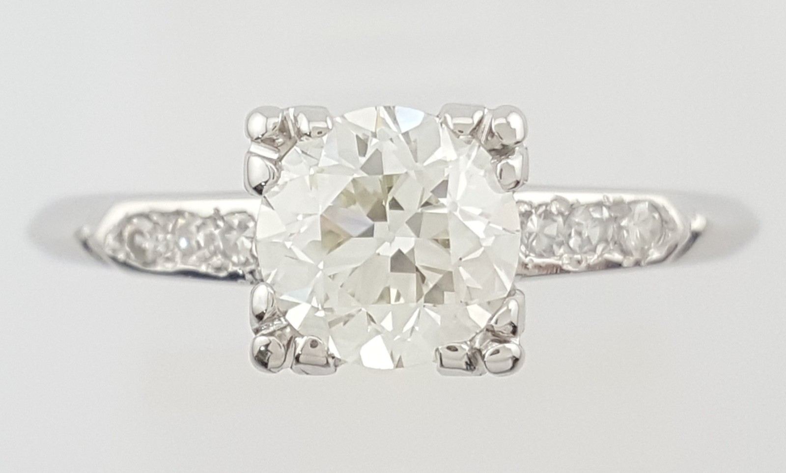 Antique Art Deco Old European Cut Diamond Engagement Ring Platinum 0.94 ct