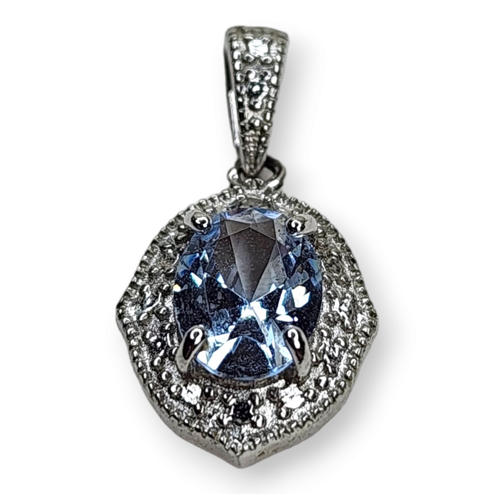 Sterling Silver 925 Faceted Clear Topaz Pendant