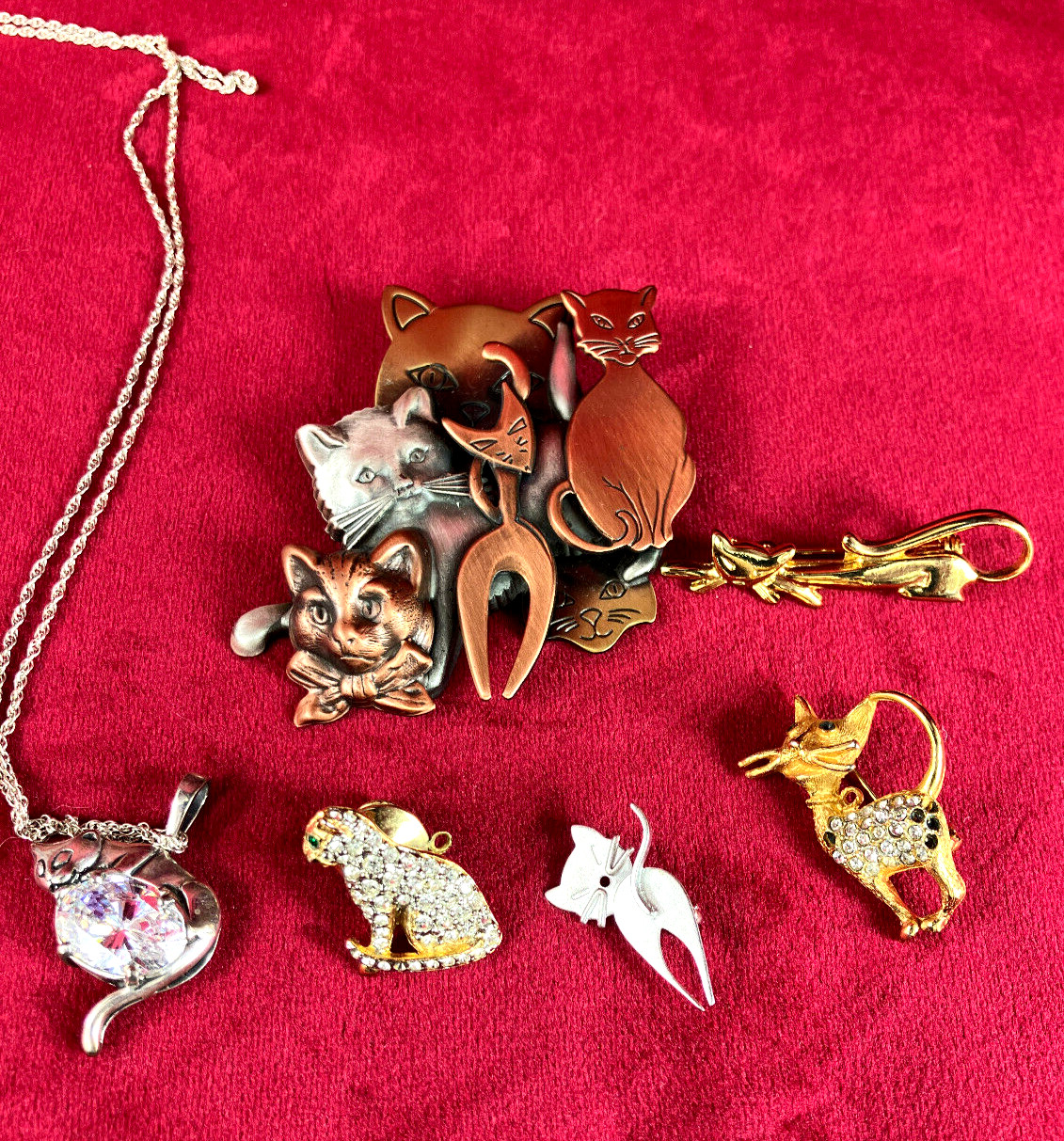 Miscellaneous Vintage Cat Pin Necklace Funny Cute 50s 60s 70s 80s 90s