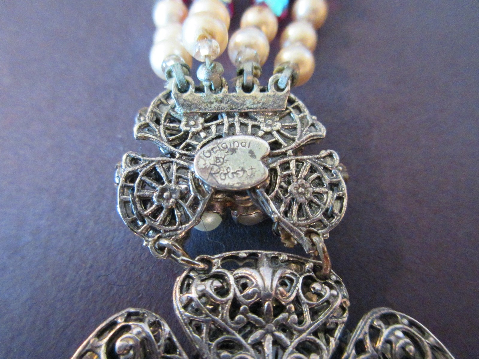 vintage signed ORIGINAL BY ROBERT rhinestone pearl necklace and bracelet set