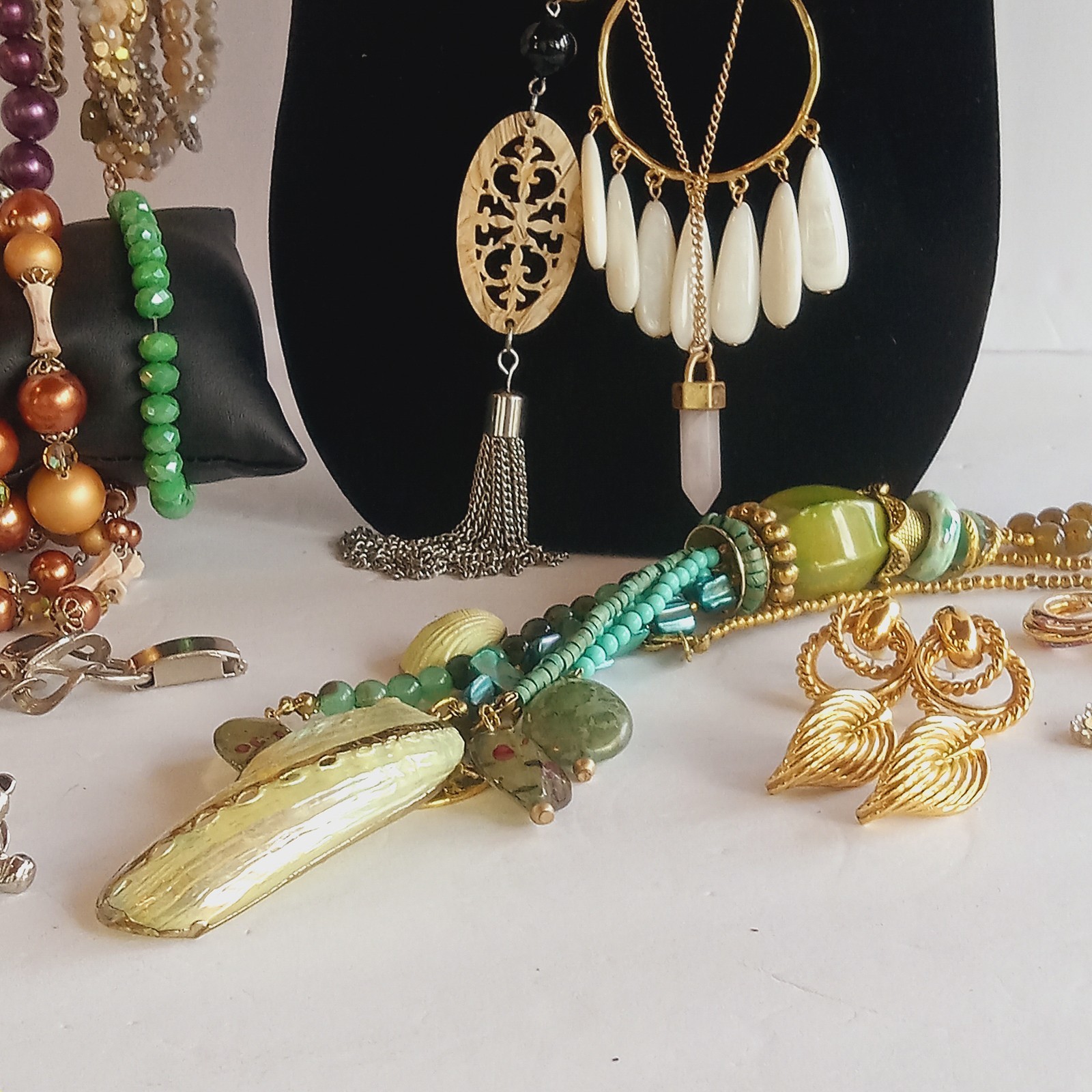 50 Pc Vintage to now Jewelry lot Necklaces Bracelets Earrings Brooches Rings
