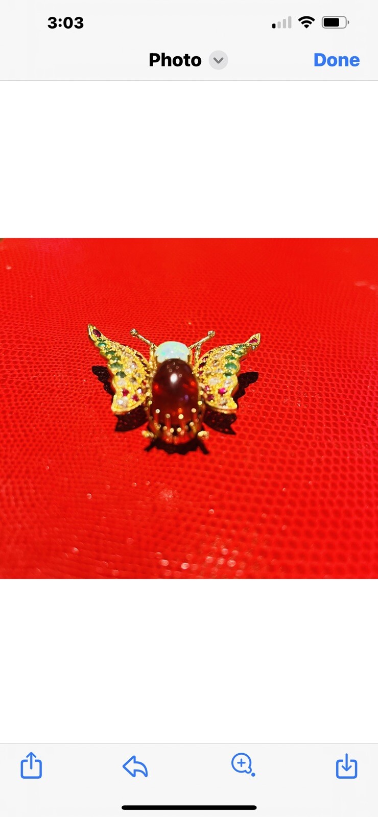 DIAMOND , GOLD ,OPAL, BUTTERFLY ,RUBY,EMERALD T= 1.80 CT PENDANT BROOCH 15.10 GR