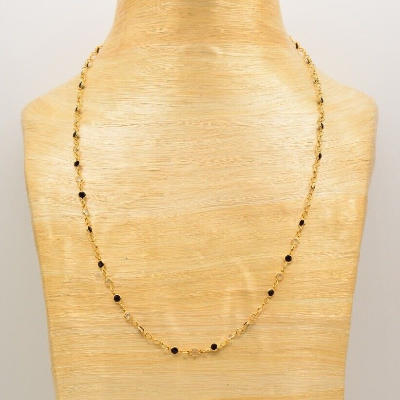 Austrian Crystal USA Vintage Necklace Black White Open Bezel Signed 1980s BinN