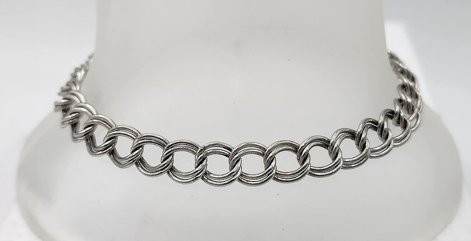Vintage Danecraft Sterling Silver Double Link Starter Charm Bracelet 7 & 3/4″