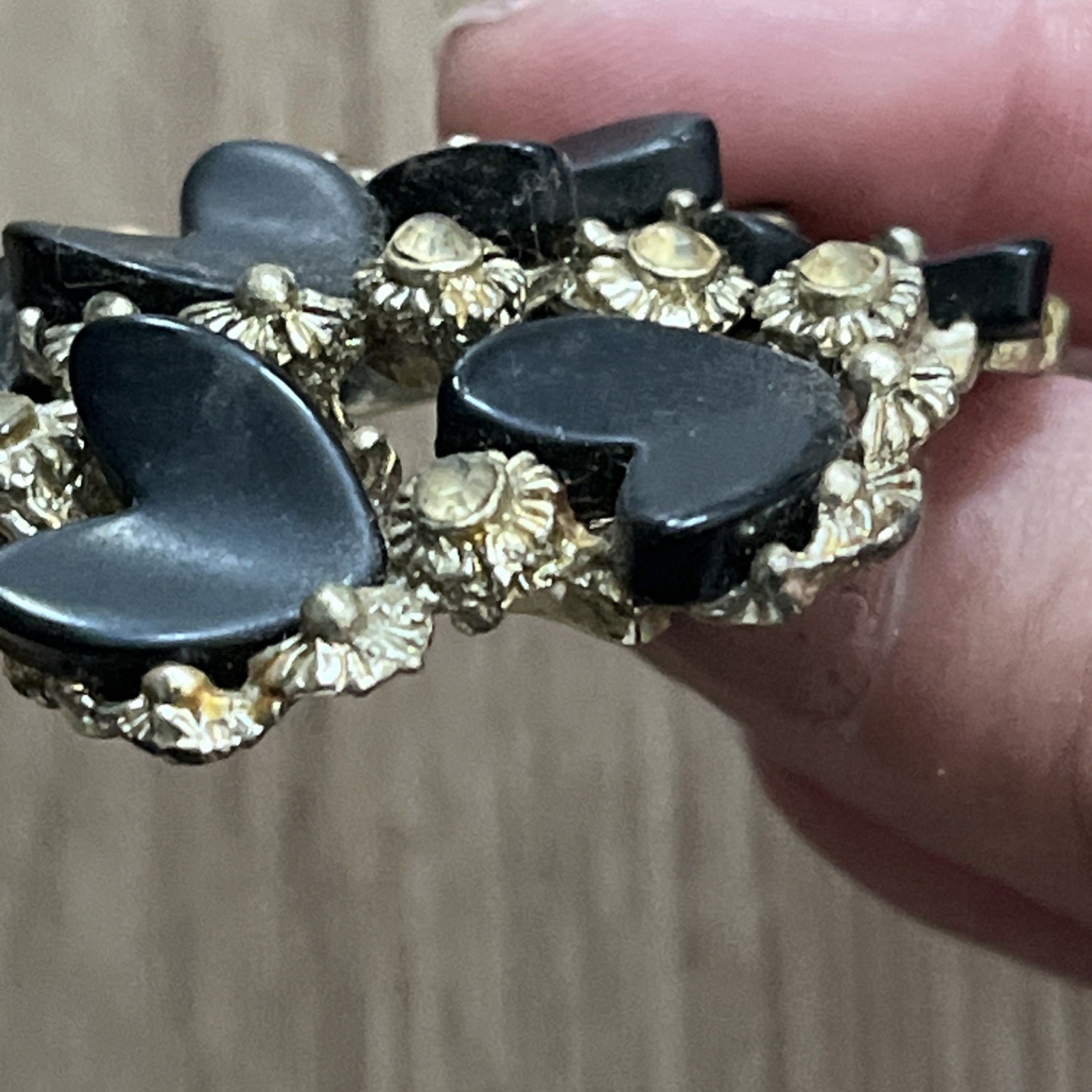 BSK Vintage Pin Brooch 2” Hearts & Flowers