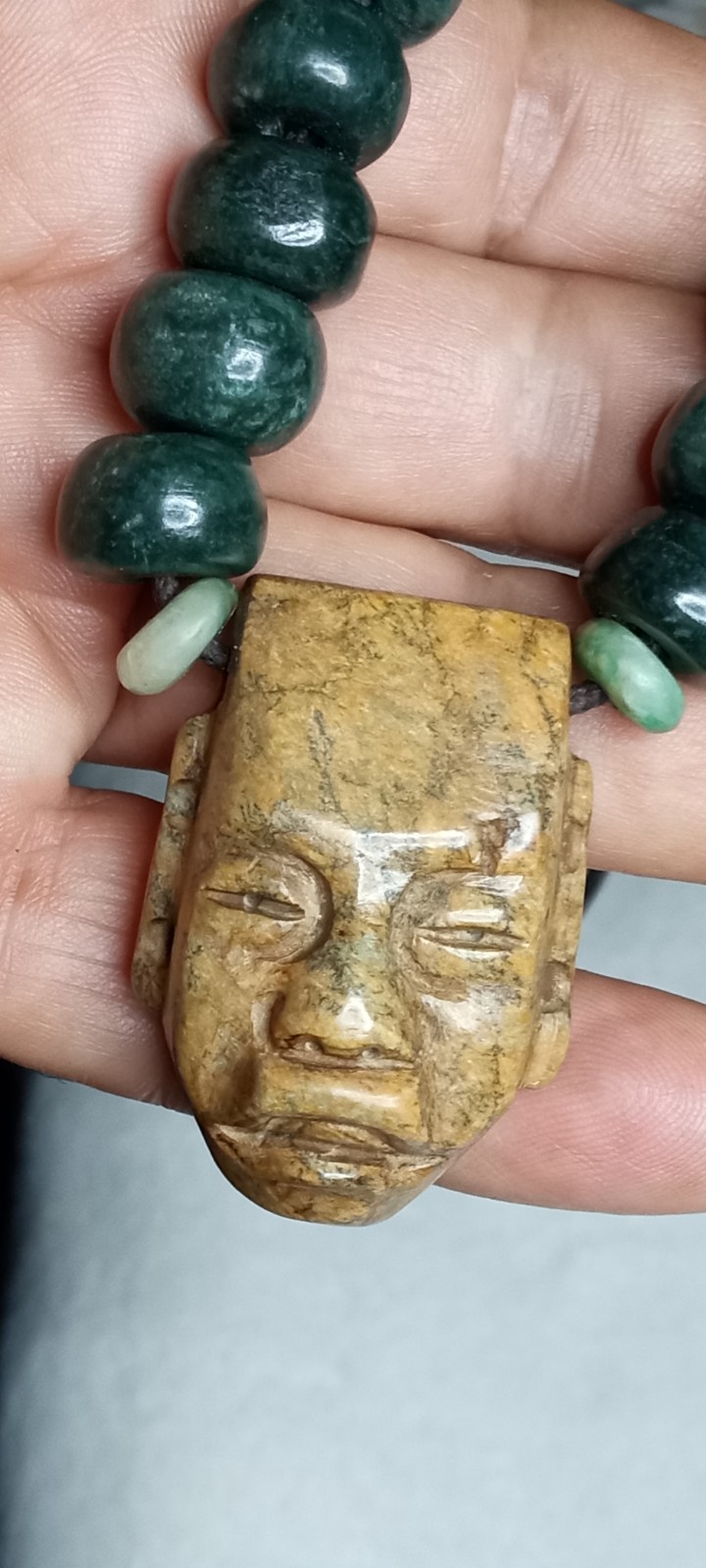 Toltec Modern Precolombia Mask With Guatemala Beads Neckalce.