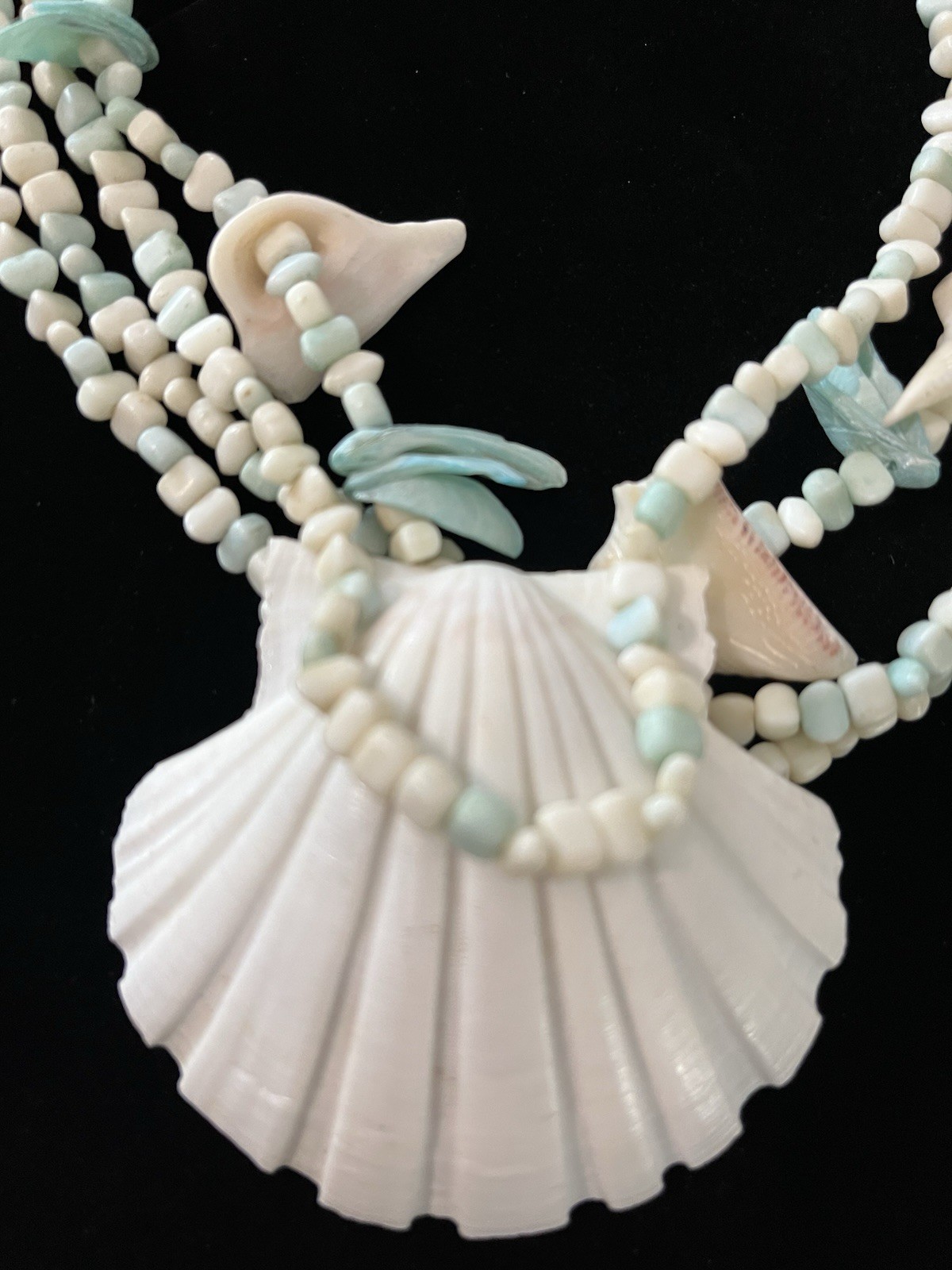 Beaded Faux Shell Statement Necklace