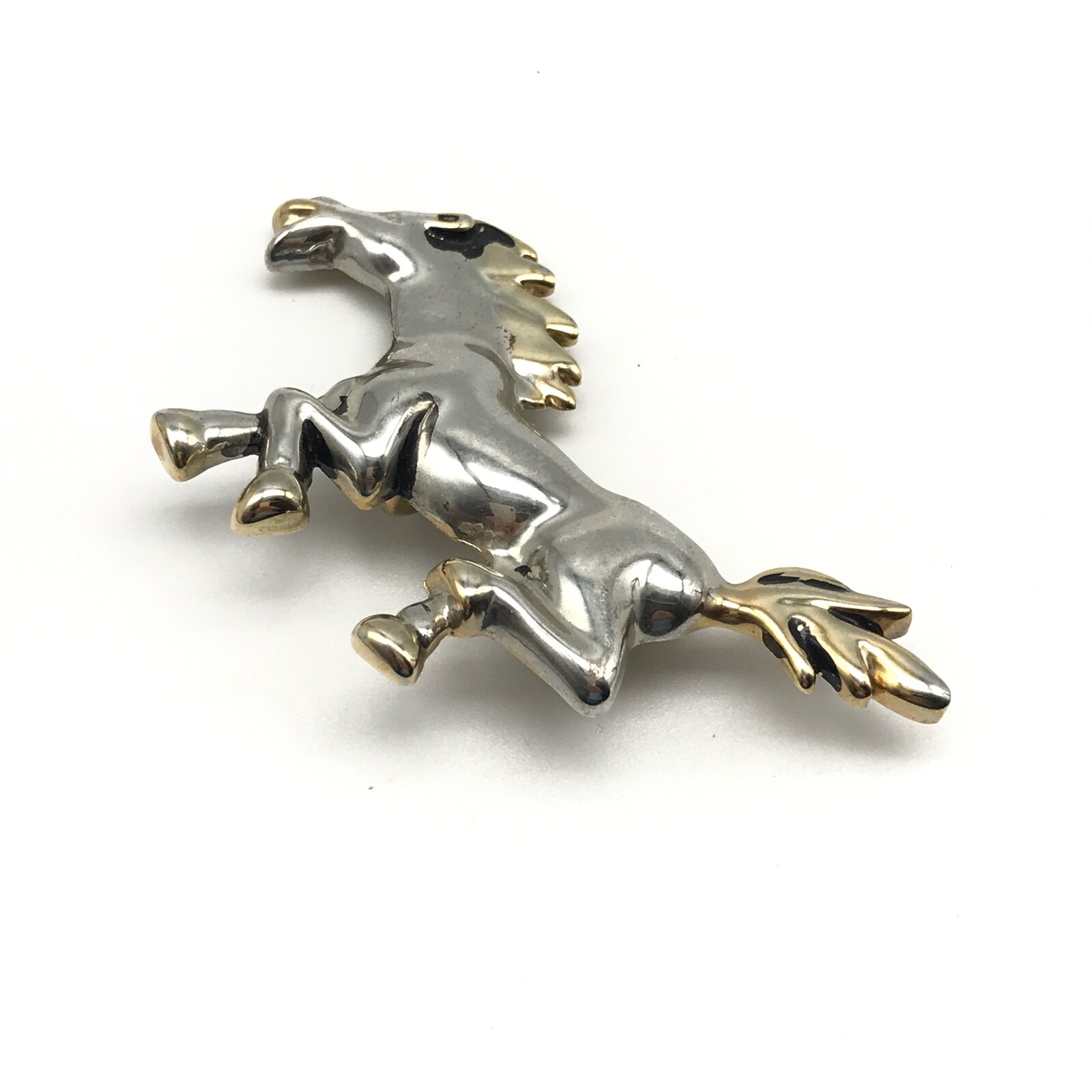 Vintage Silver Tone Two Tone Running Galloping Horse Brooch Pin Pendant