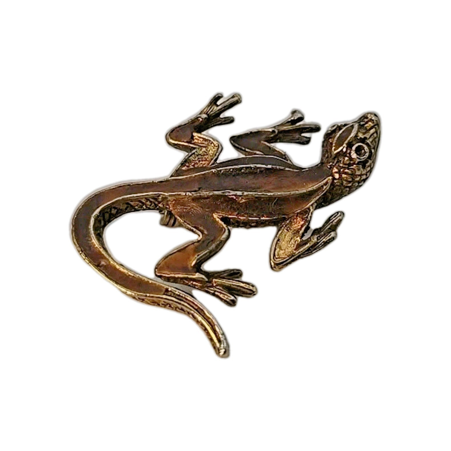 Vintage Brass Lizard Pin Brooch Mid-Century 1950s 1960s Reptile Jewelry