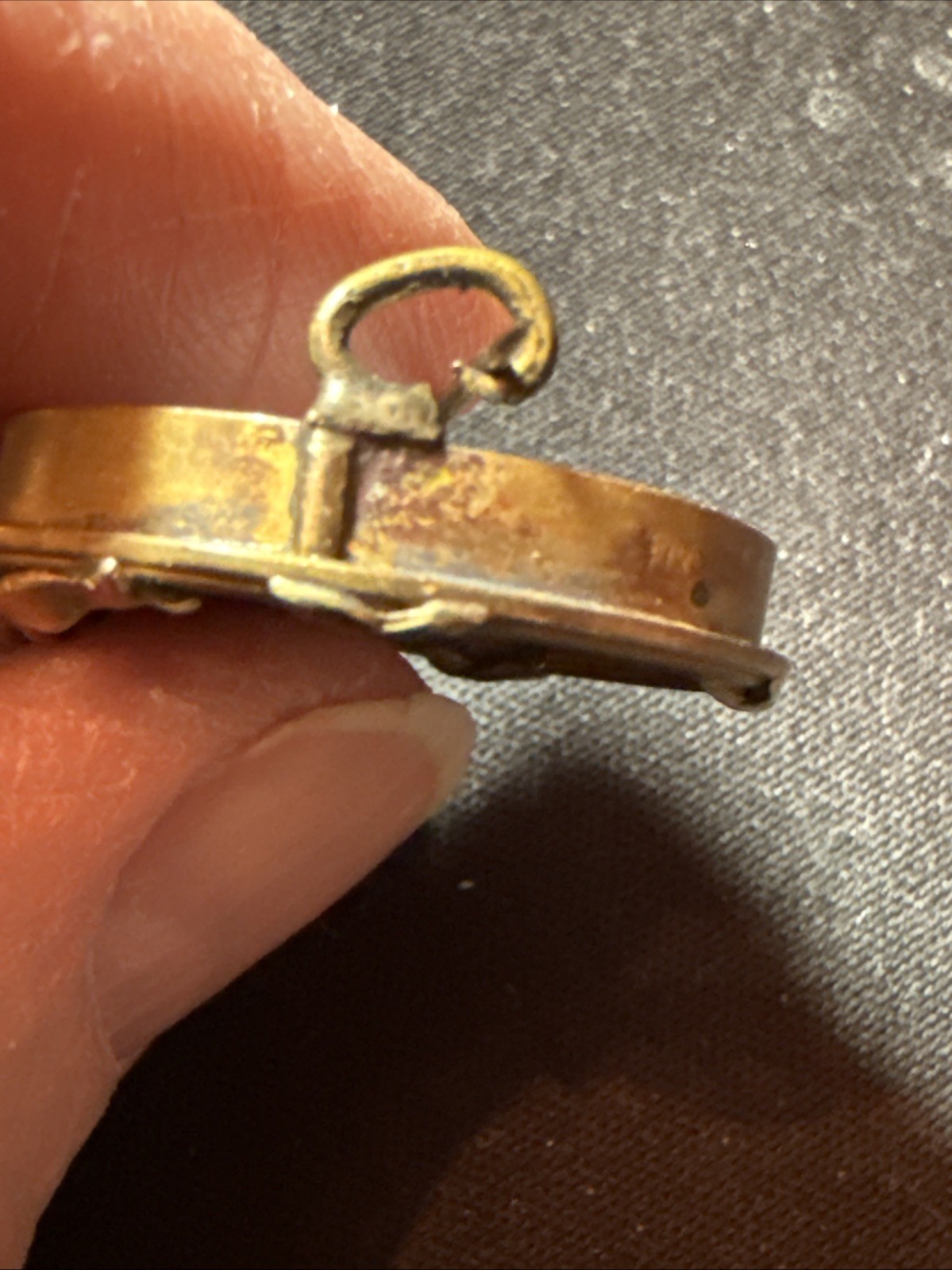 RARE French Antique FIX Metal Hallmarked 18K Gold Plate Photo Pin Brooch FRANCE