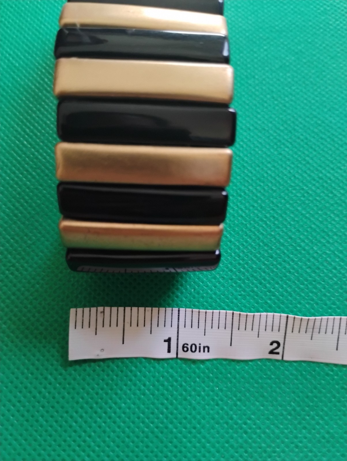 Vintage Bohemian Gold and Black Chunky Bar Stretch Sizable Statement Bracelet