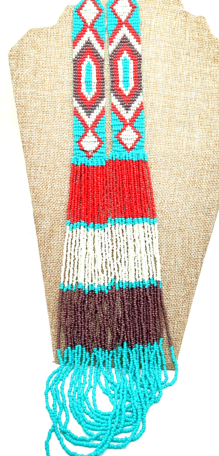 Vtg Native American Seed Bead Necklace Waterfall Style Bonus Seed Bead Bracelet