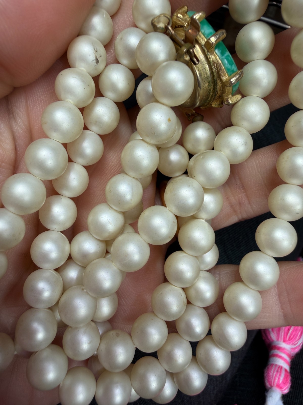Vintage Necklace ART Signed Clip Earrings Simulated Pearl Beads Lot Matching PJ