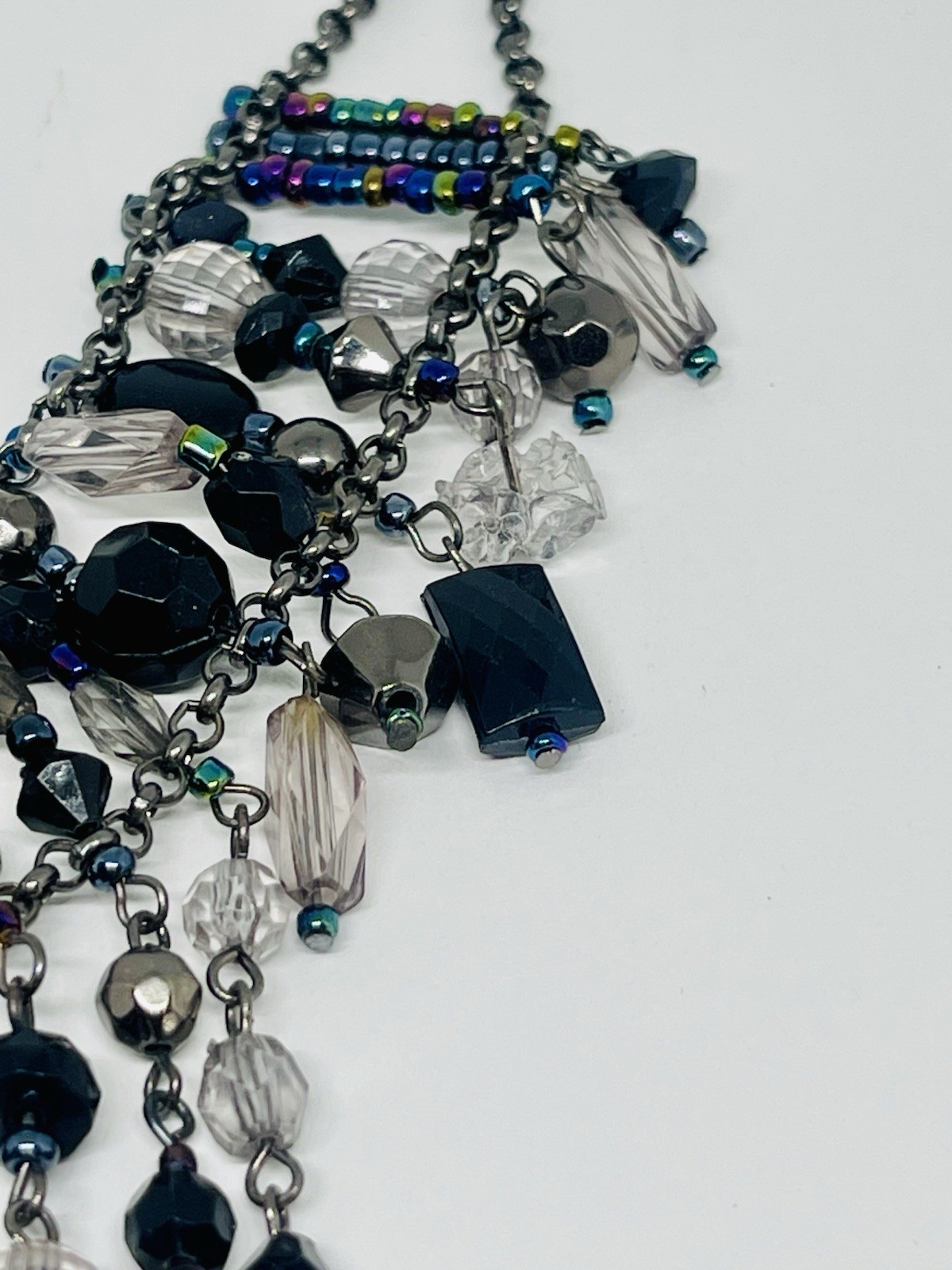 Victorian Revival Fringed Beaded Necklace Mixed Beads And Materials Stunning Bib