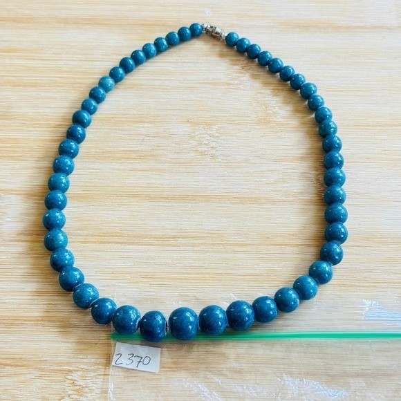 VTG Blue Sponge Coral Necklace BOHO Graduated Genuine Real Round Beads 40g 18″