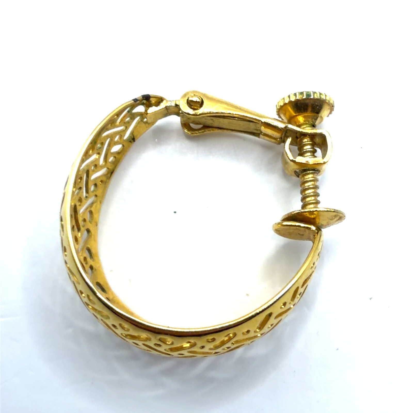 Vintage Napier Gold Plated Filigree Hoop Adjustable Clip On Earrings