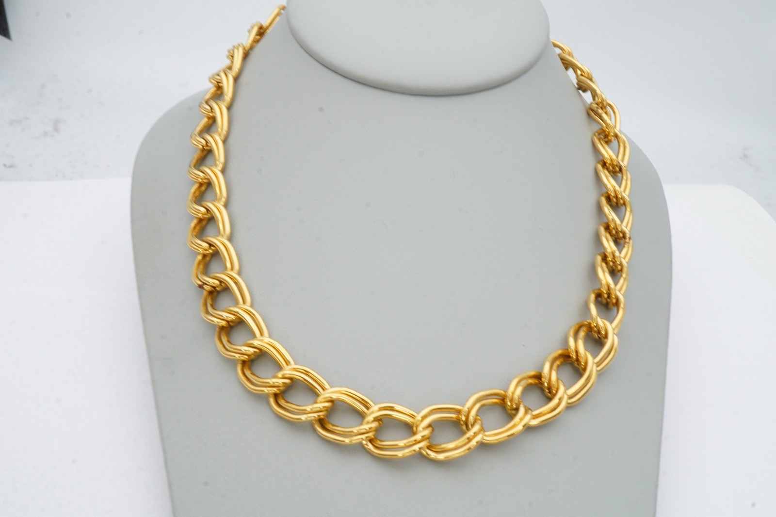 Vintage Necklace Gold Tone Double Link 18″
