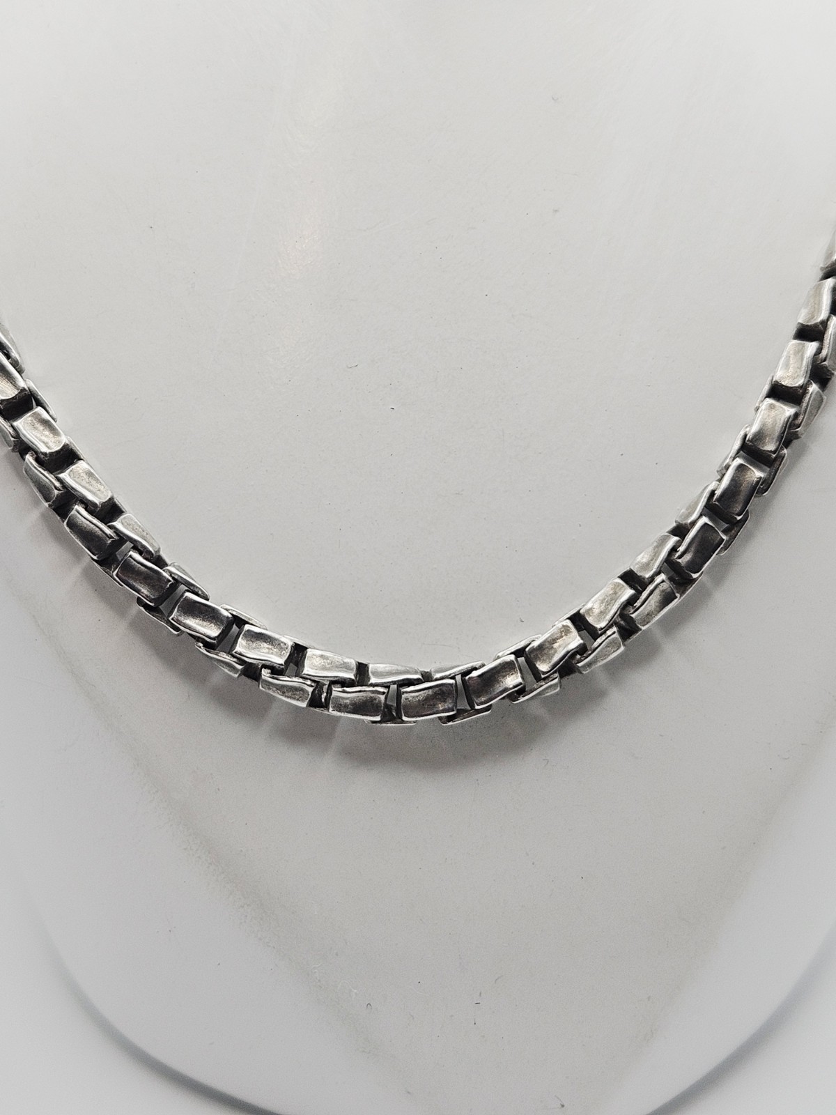 PGDA Italy Sterling Silver Vintage Twisted Box 3.5mm Chain Necklace 27″