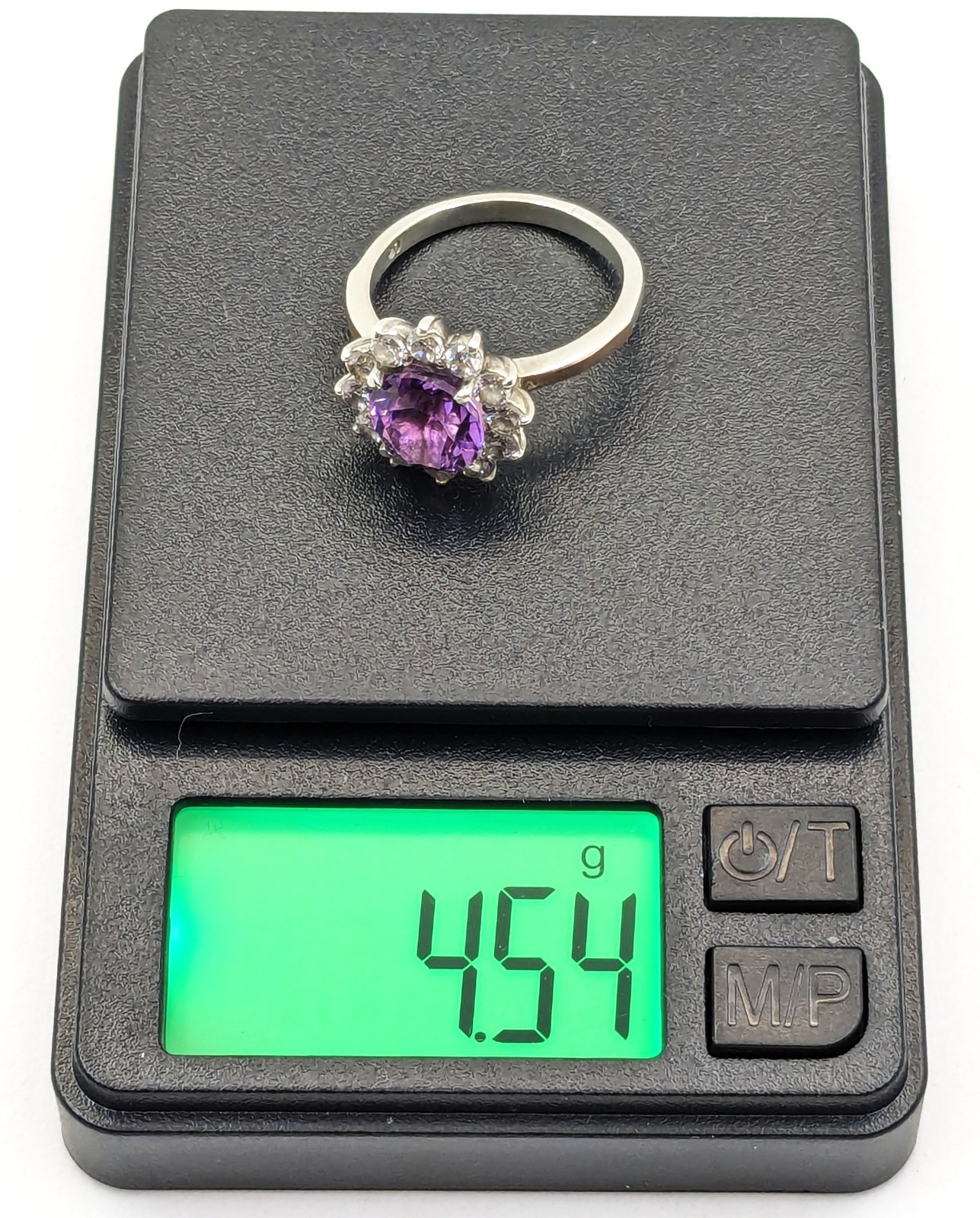 Vintage Luxury RING Silver 925 with Bright Amethyst -size: 7.5US (17.5mm) | #110