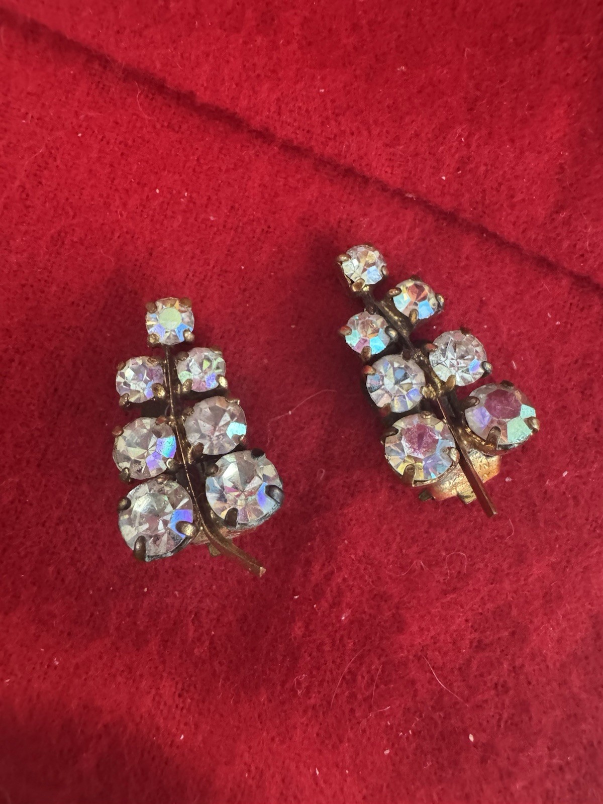 Vintage Rhinestone Clip On Earrings Bunch of Grapes 50s/60s Retro