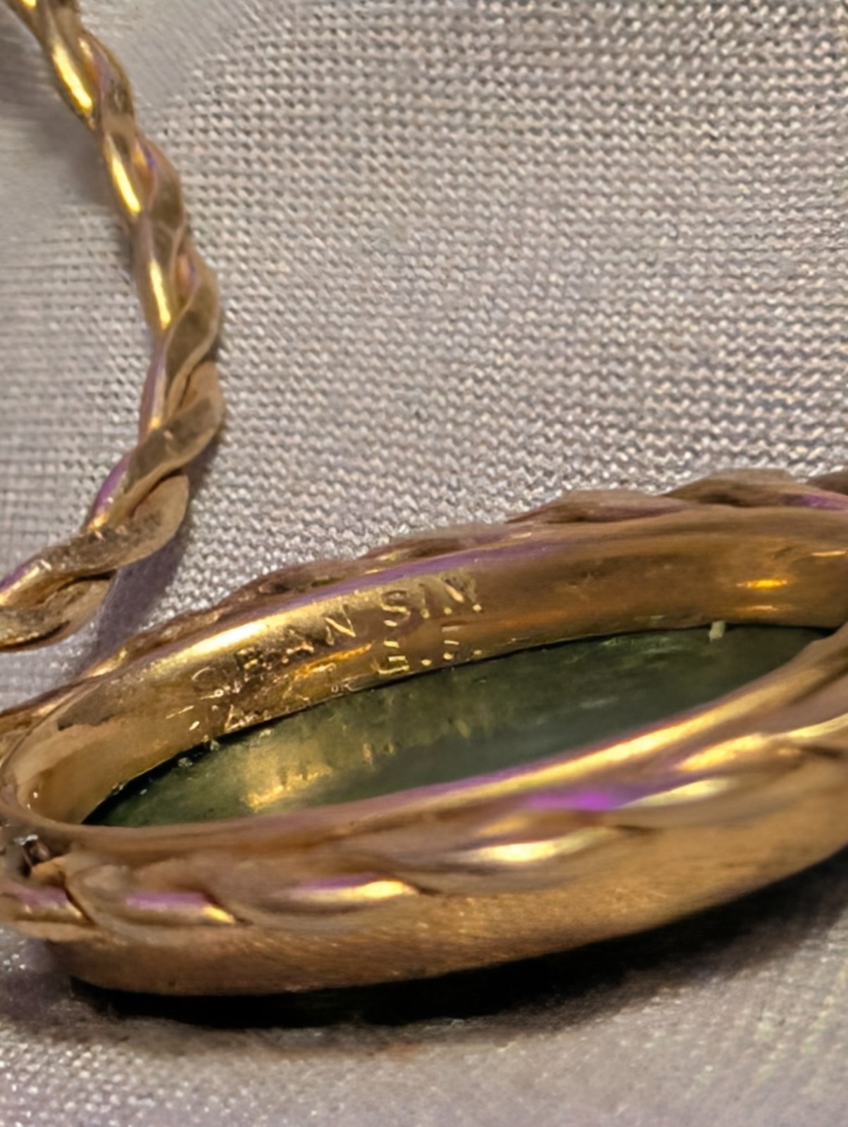 Antique R.F. Simmons 12K Gold Fill Nephrite Jade Festoon Necklace Edwardian Styl