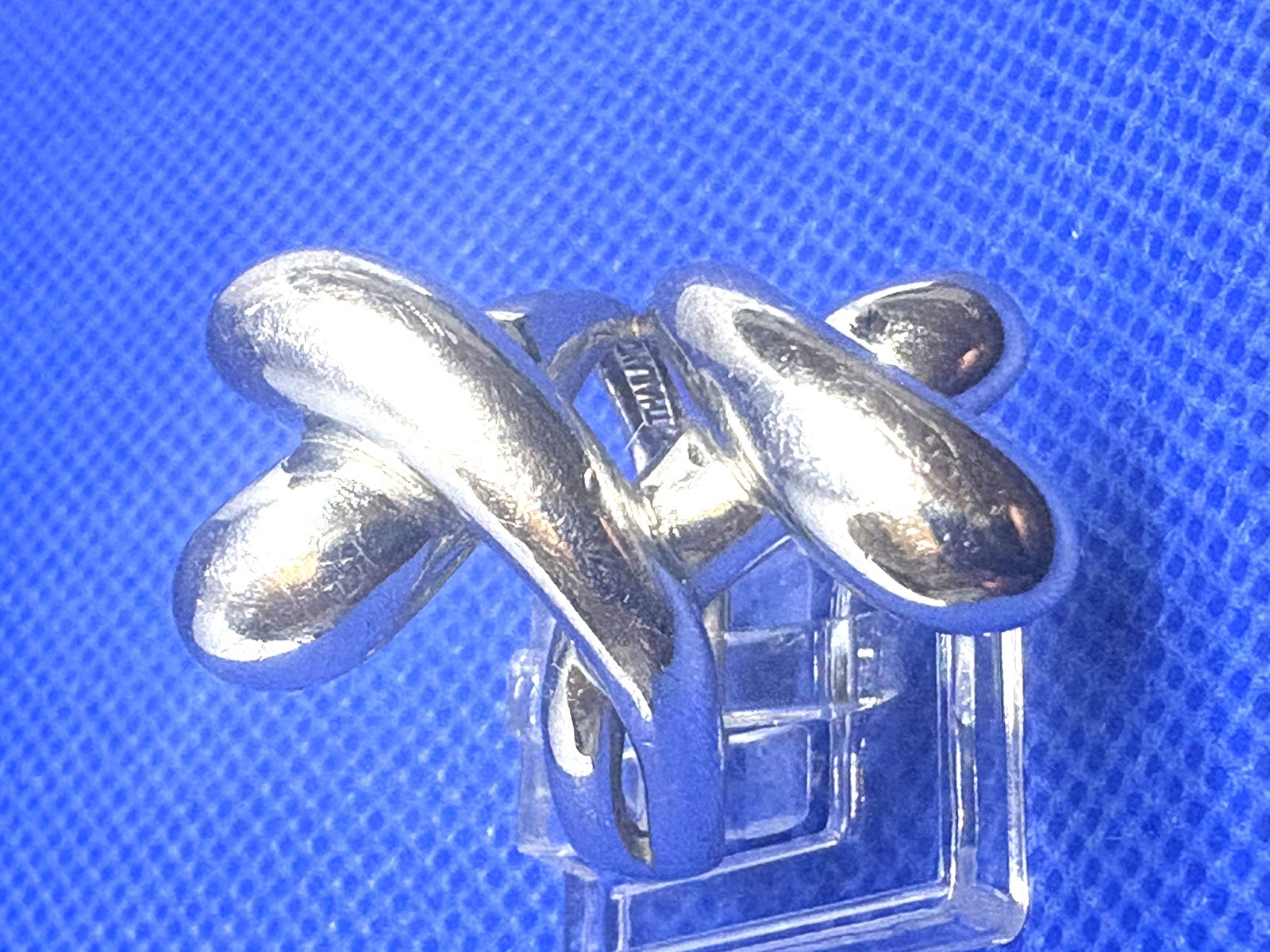 X05 Sculpture Double Criss Cross Modernist 925 Sterling Silver Ring 8g Size 8.5