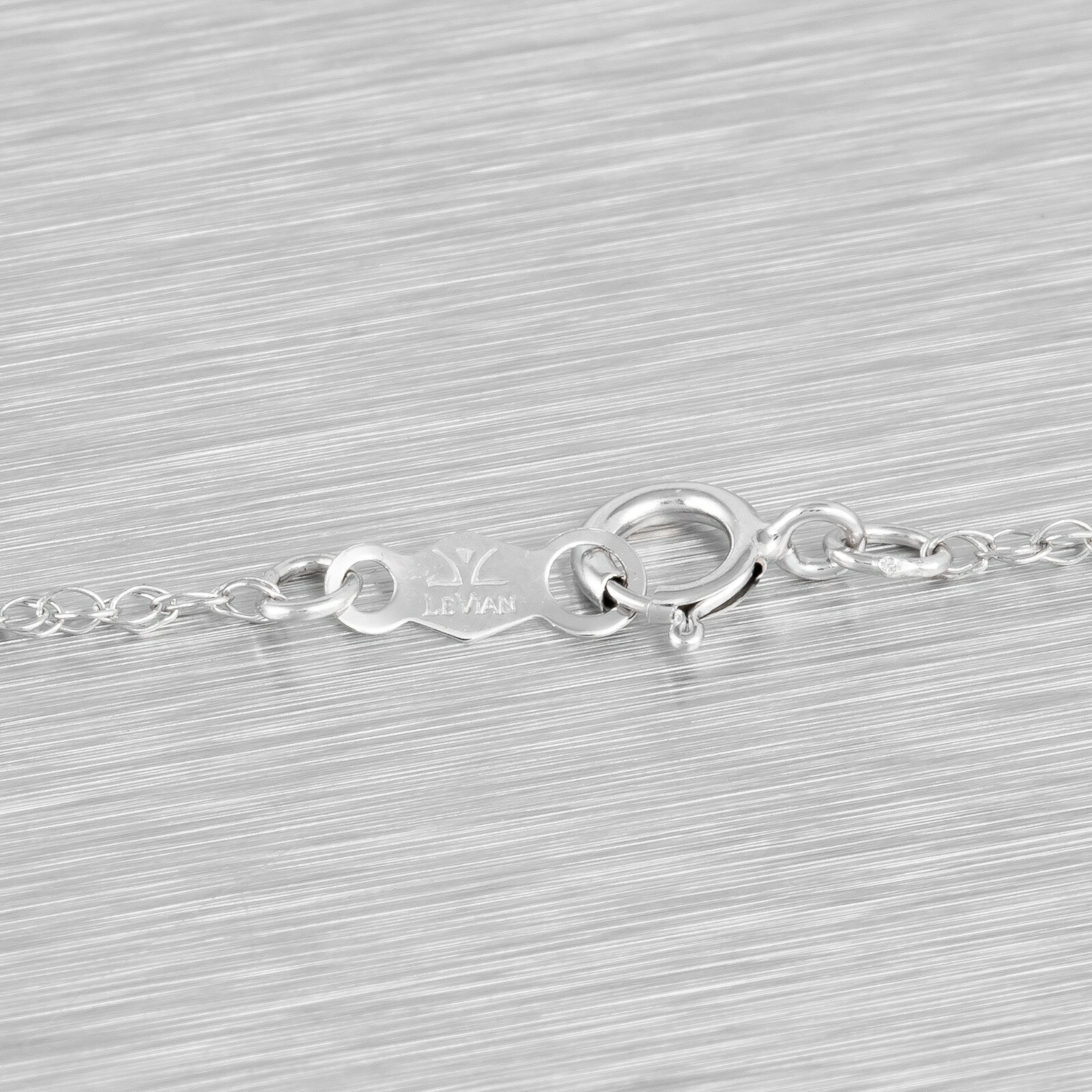 LeVian 14k White Gold Princess & Straight Baguette Diamond Necklace 0.35ctw