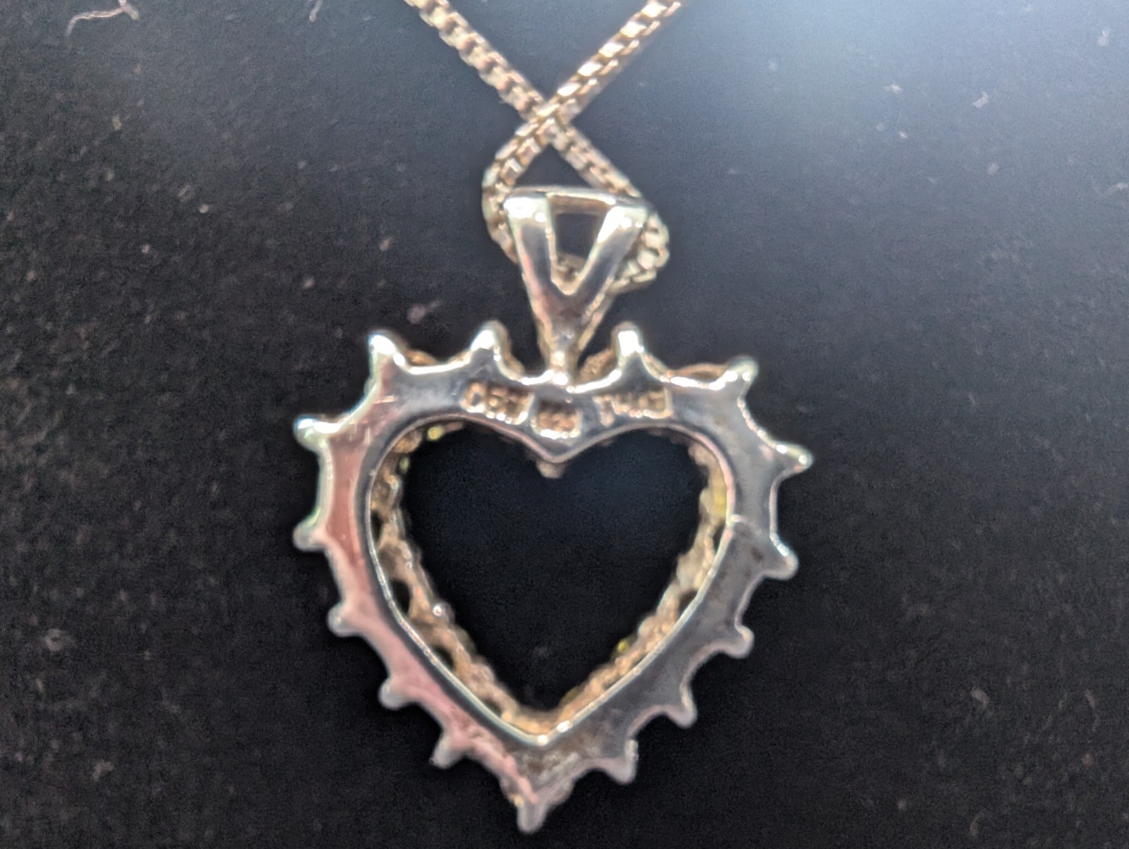Vintage DBJ Design Sterling Silver Green Peridot Heart Necklace Italy SS Chain