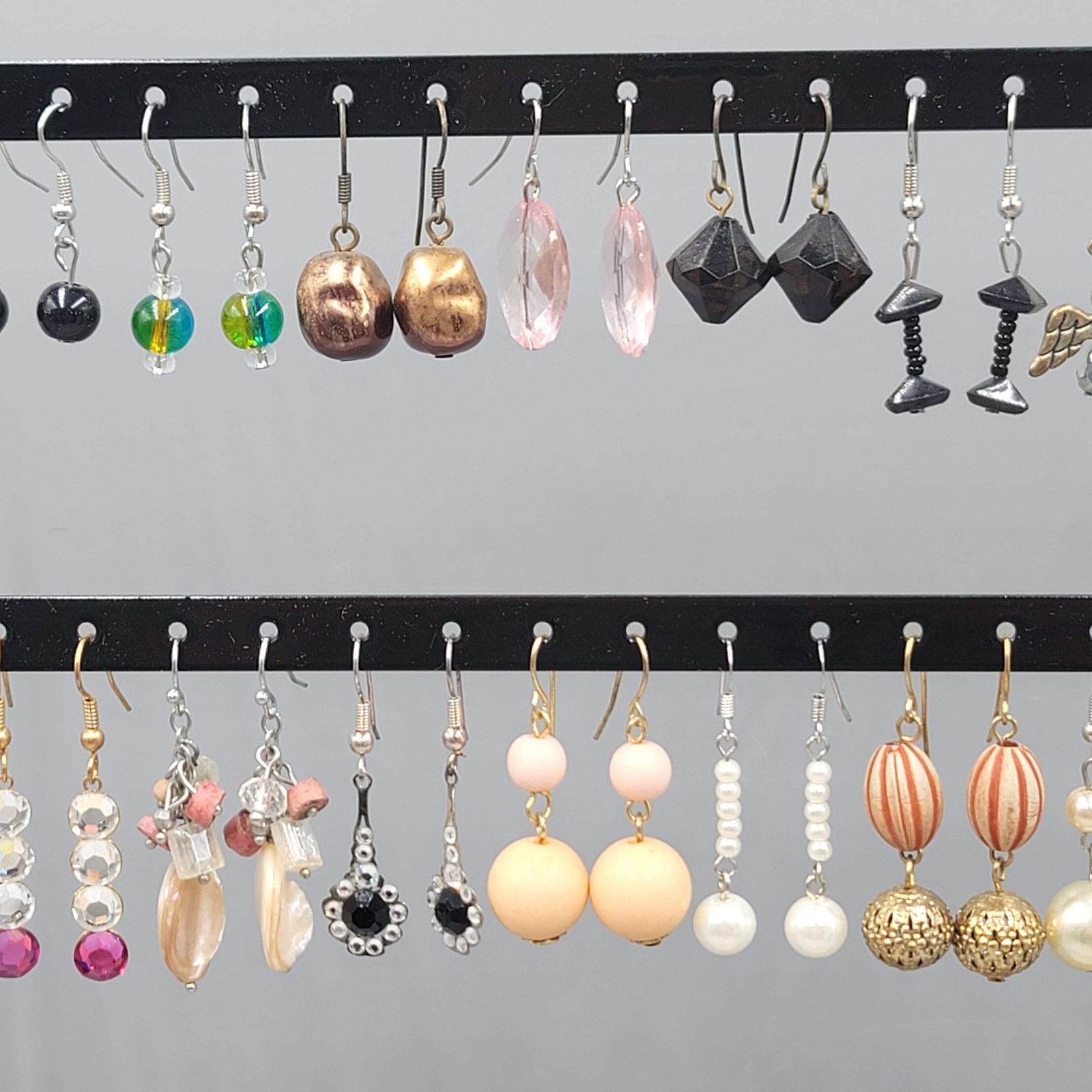 Lot of 44 Beaded Pierced Earrings Multi color ALL Dangle 11
