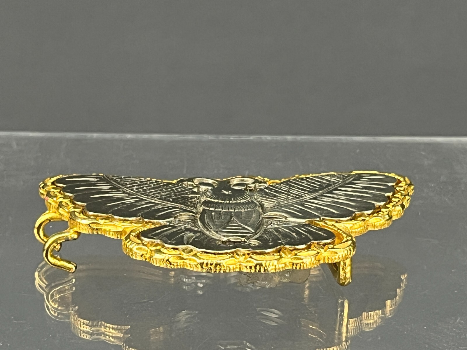 Vtg Signed KJL Kenneth J Lane Butterfly Belt Buckle with Gold Outline (J)