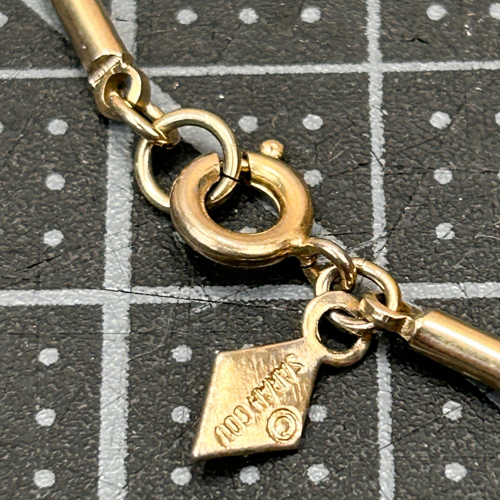 Sarah Coventry Vintage Gold Tone Faux Pearl Bar Link Station Necklace