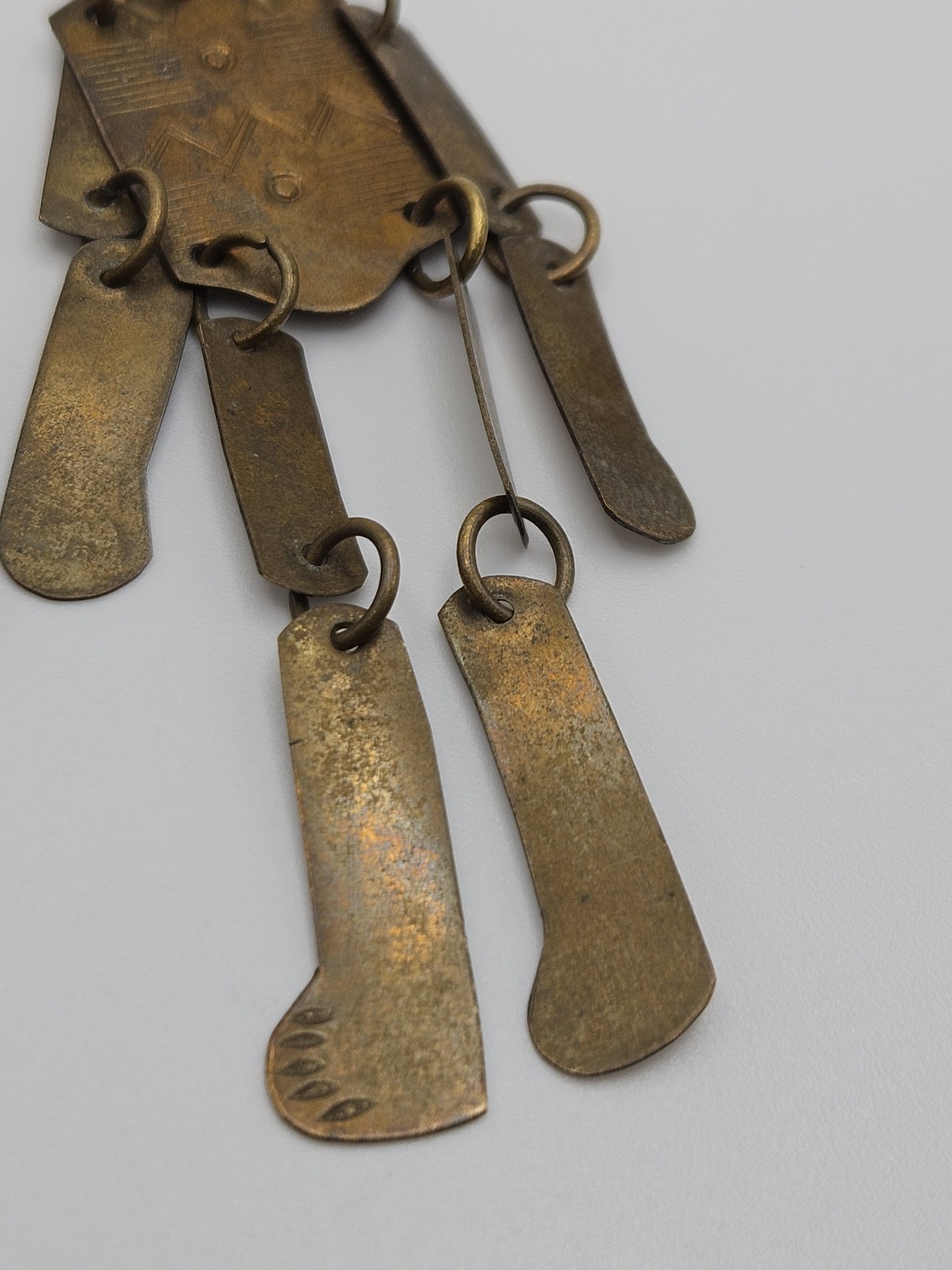 Vintage Brass Tone Articulated Man Person Dangle Earrings