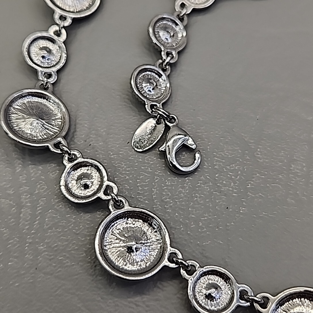 Vintage Lia Sophia Colorama Necklace Seltzer AB Rhinestones Round Linked 19″