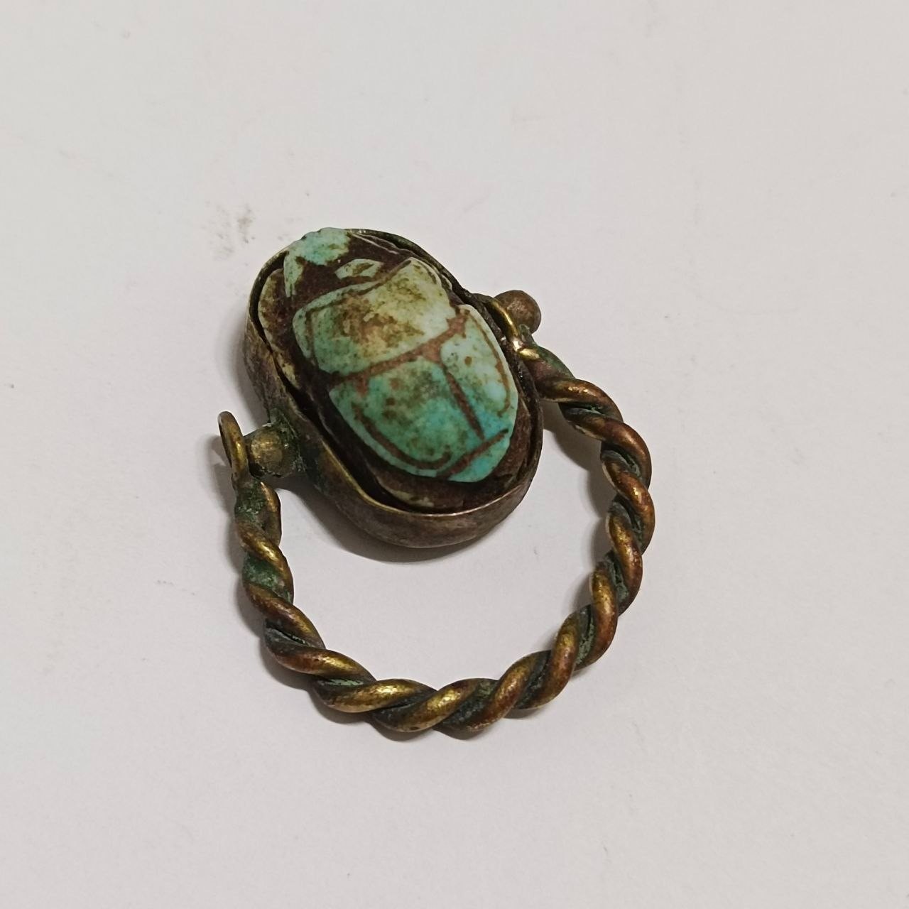 Antique Egyptian Carved Scarab Beetle Ring – Handmade Vintage Style