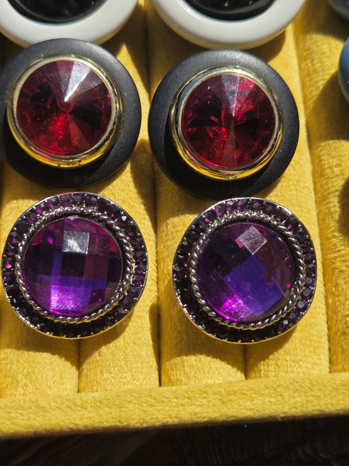 Vintage Clip On Earrings Lot Bold Chunky 60s 70s 80s Rivoli Enamel